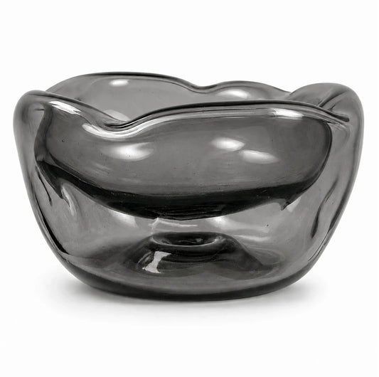 50ml - Florencia Vaso / Bowl de Vidrio Soplado Artesanal - Frasco de diseño Cristal Gris Humo Transparente - Hecho a Mano - Candle Craft