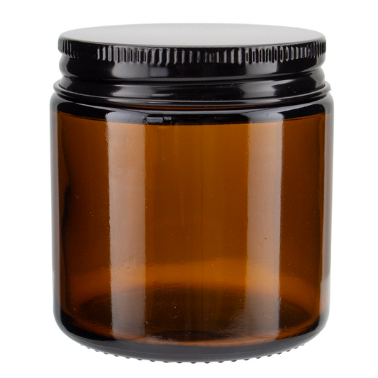 510ml - Miami Vaso de vidrio con rosca para velas - Ámbar con Tapa Negra