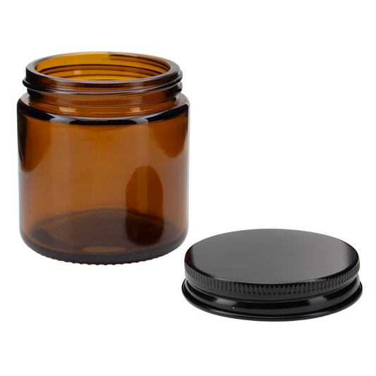 510ml - Miami Vaso de vidrio con rosca para velas - Ámbar con Tapa Negra