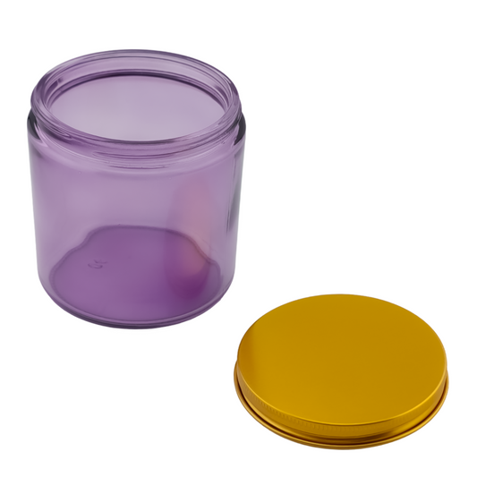 510ml - Miami Vaso de vidrio con rosca para velas - Morado con Tapa Dorada
