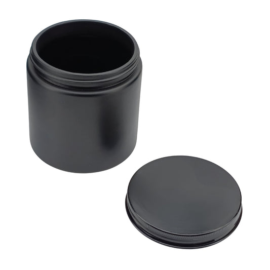 510ml - Miami Vaso de vidrio con rosca para velas - Negro Mate con Tapa Negra