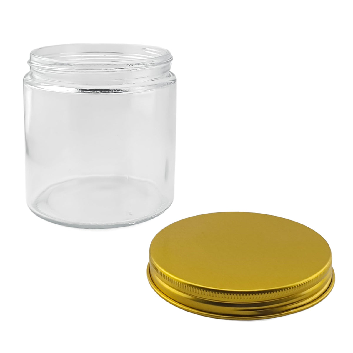 510ml - Miami Vaso de vidrio con rosca para velas - Cristal Transparente con Tapa Dorada - Candle Craft