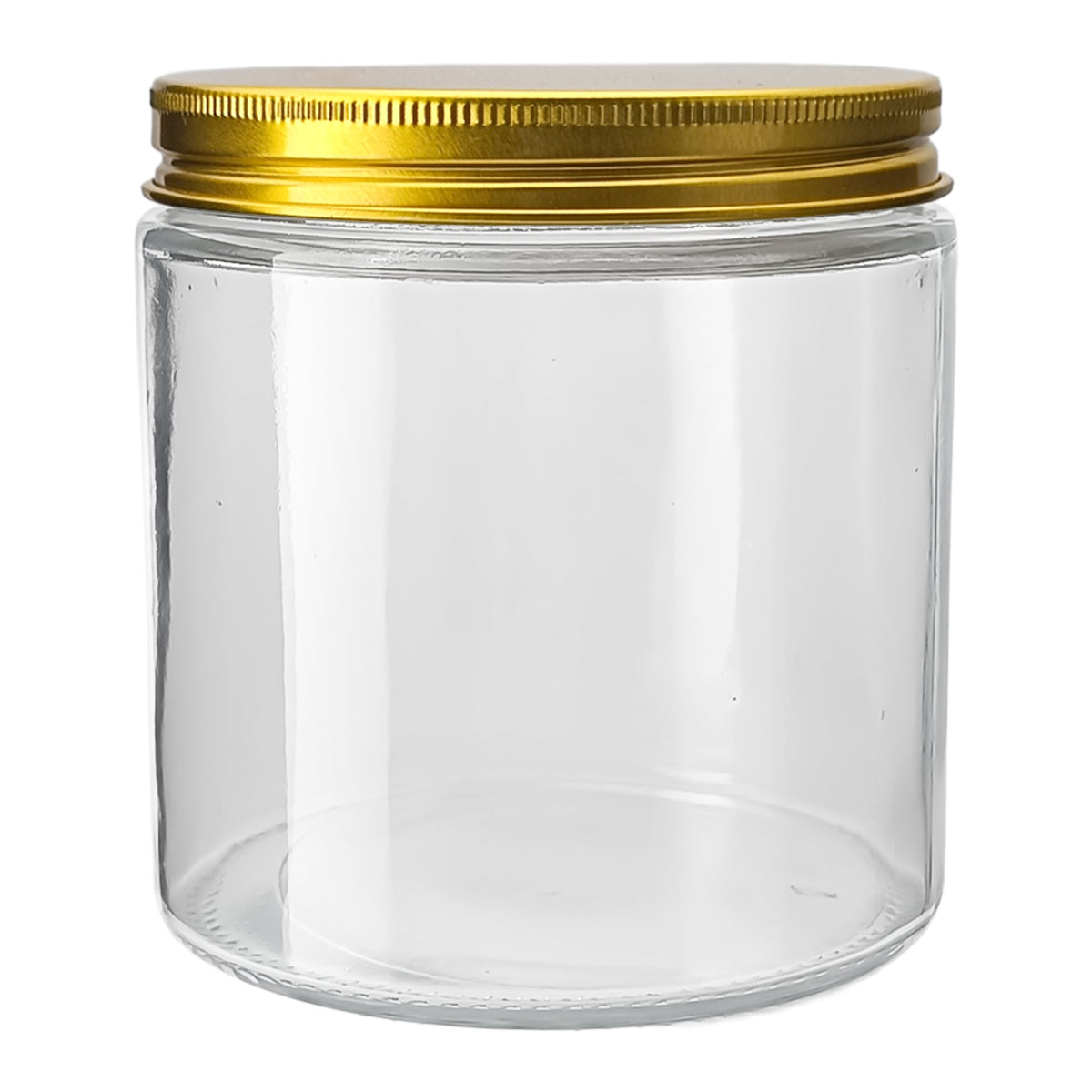 510ml - Miami Vaso de vidrio con rosca para velas - Cristal Transparente con Tapa Dorada - Candle Craft