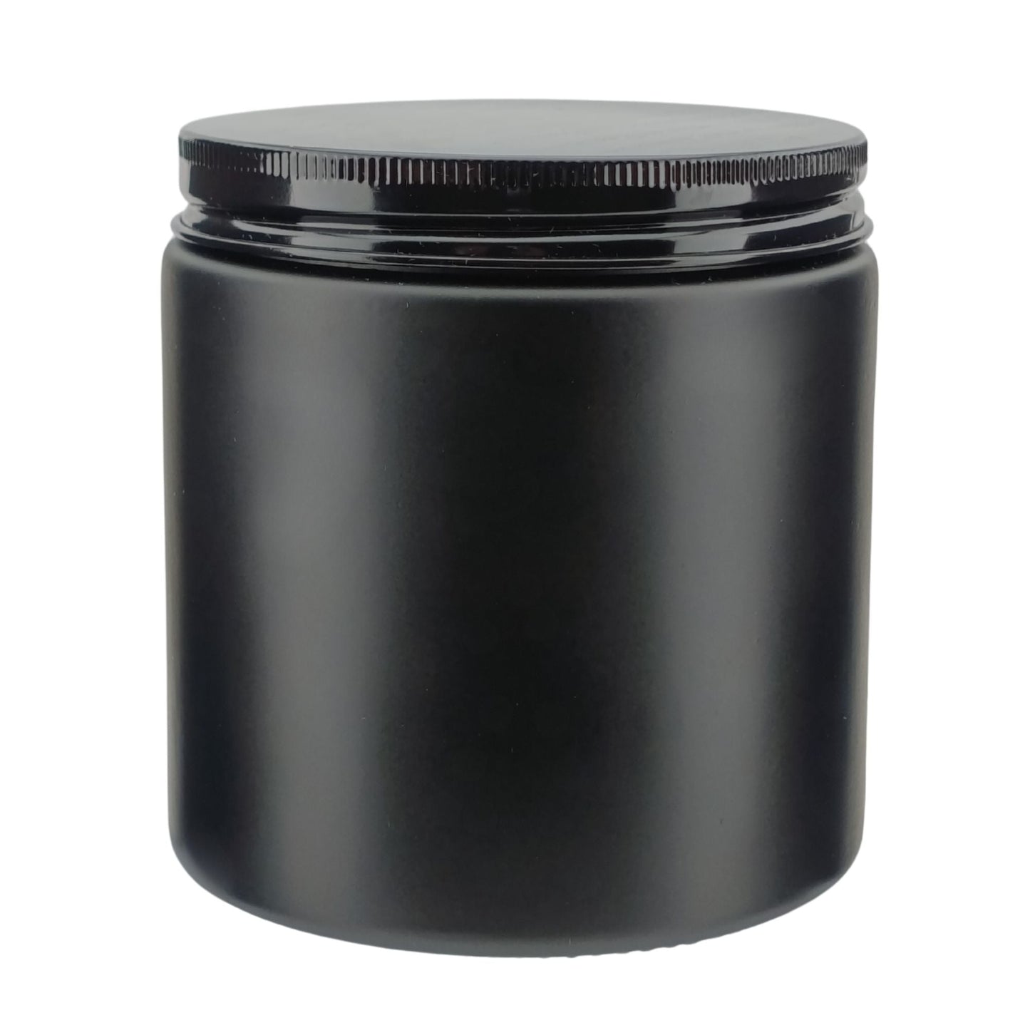 510ml - Miami Vaso de vidrio con rosca para velas - Negro Mate con Tapa Negra - Candle Craft