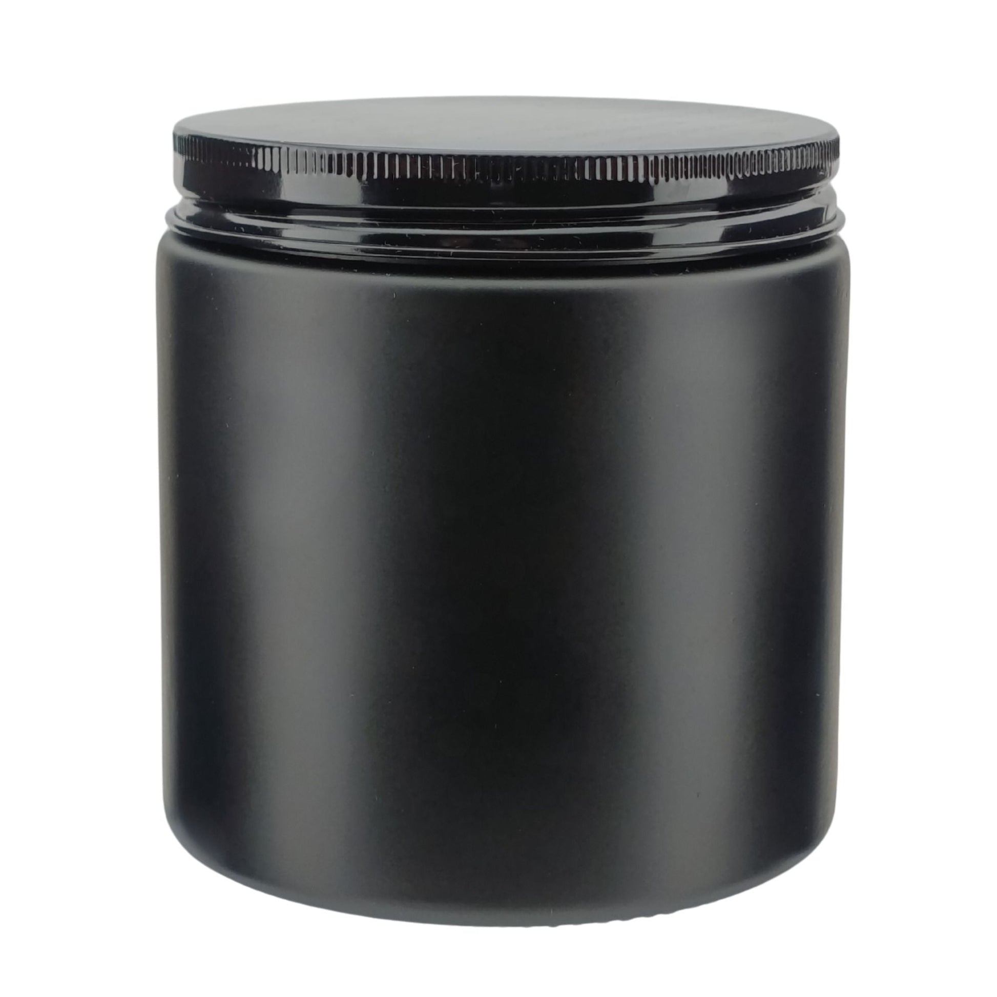 510ml - Miami Vaso de vidrio con rosca para velas - Negro Mate con Tapa Negra - Candle Craft