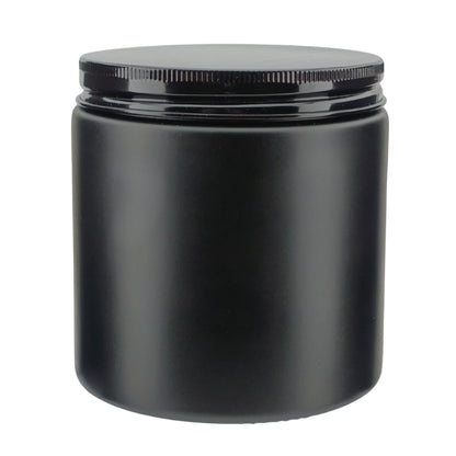 510ml - Miami Vaso de vidrio con rosca para velas - Negro Mate con Tapa Negra - Candle Craft