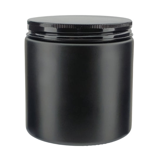 510ml - Miami Vaso de vidrio con rosca para velas - Negro Mate con Tapa Negra - Candle Craft