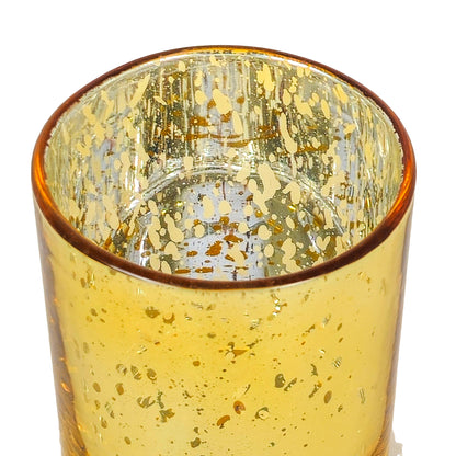 300ml - Mónaco Vaso de vidrio para velas - Dorado con Salpicaduras Metálico