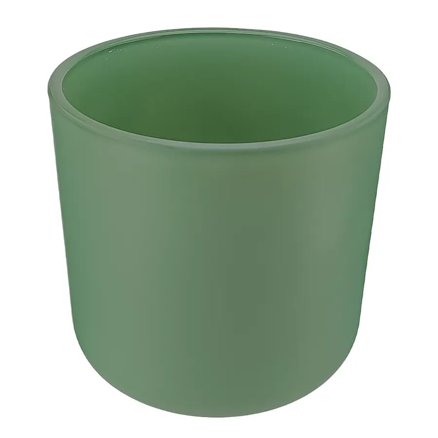 520ml - Valencia Vaso de Vidrio para Velas con Base Redondo - Frasco Verde Salvia - Mate - Candle Craft