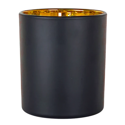 560ml - Mónaco Vaso de vidrio para velas - Negro Mate / Dorado Metalico
