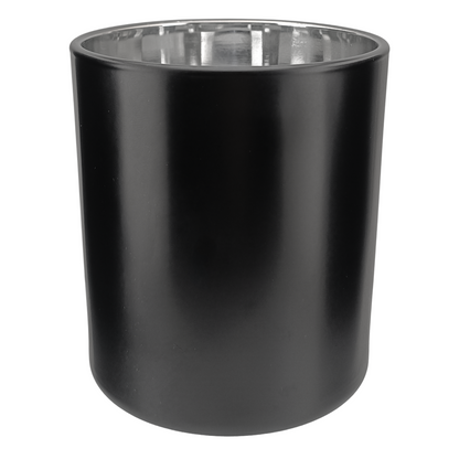 560ml - Mónaco Vaso de vidrio para velas - Negro Mate / Plata Metálico
