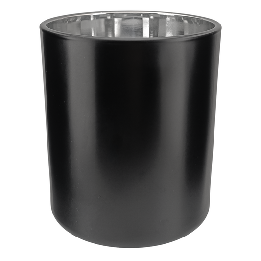 560ml - Mónaco Vaso de vidrio para velas - Negro Mate / Plata Metálico