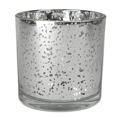 560ml - Mónaco Vaso de vidrio para velas - Plata Metálico con Salpicaduras