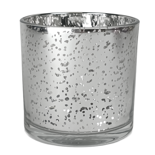560ml - Mónaco Vaso de vidrio para velas - Plata Metálico con Salpicaduras