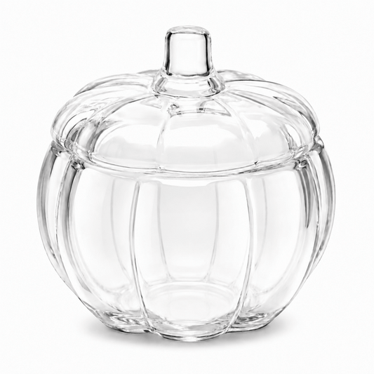 560ml - Calabaza de Vidrio para Velas - Vaso Decorativo para Halloween - Cristal Transparente - Candle Craft