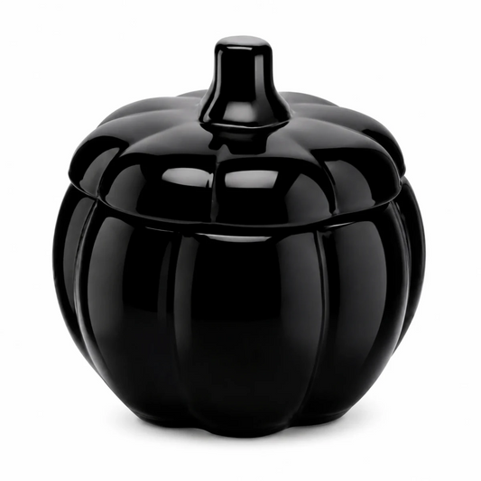 560ml - Calabaza de Vidrio para Velas - Vaso Decorativo para Halloween - Negro Brillante - Candle Craft