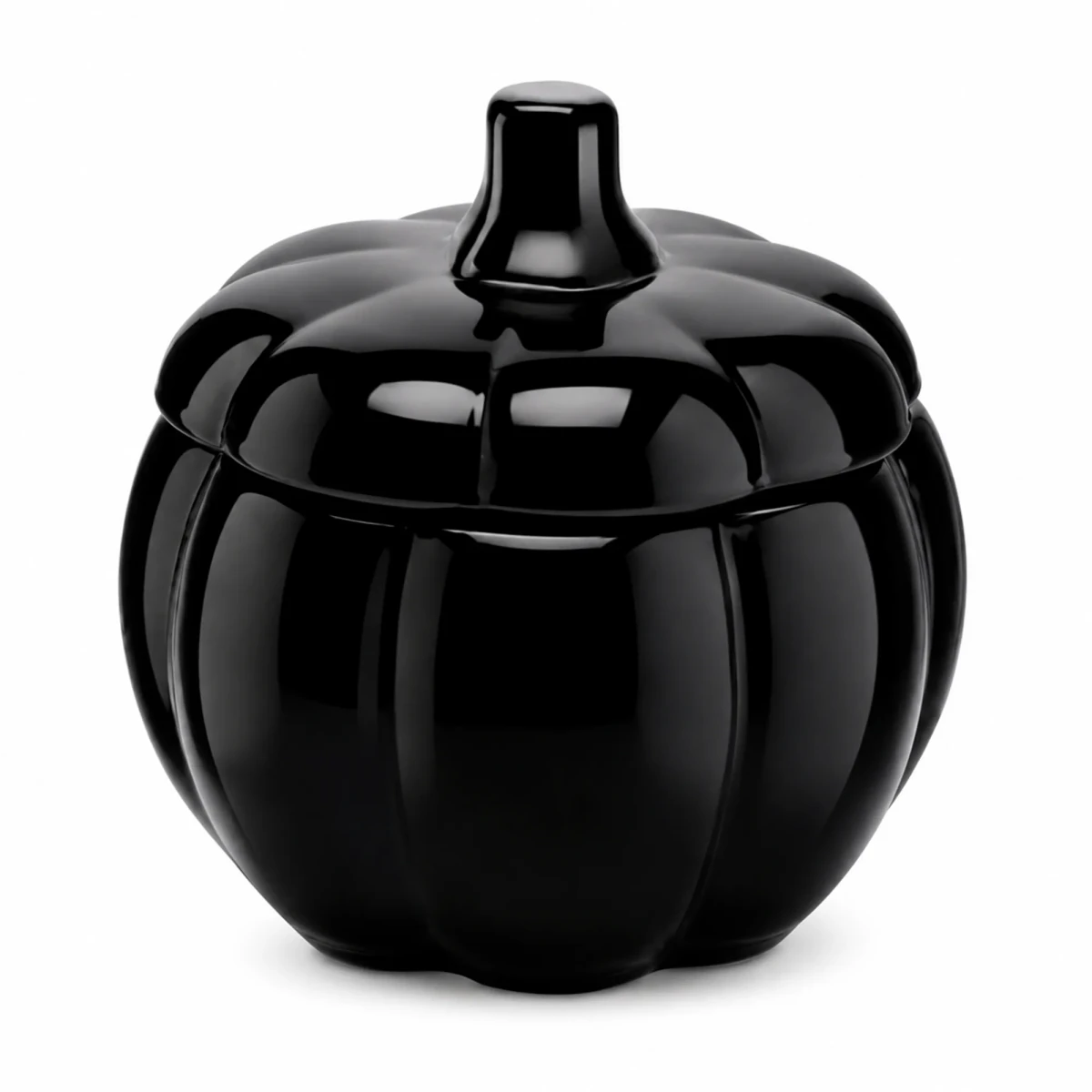 560ml - Calabaza de Vidrio para Velas - Vaso Decorativo para Halloween - Negro Brillante - Candle Craft