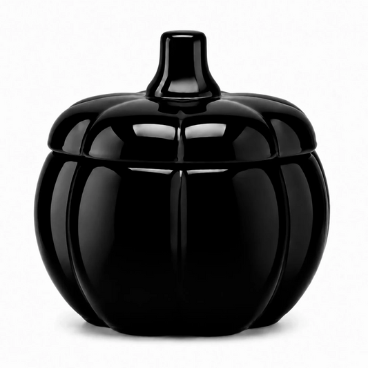 560ml - Calabaza de Vidrio para Velas - Vaso Decorativo para Halloween - Negro Brillante - Candle Craft