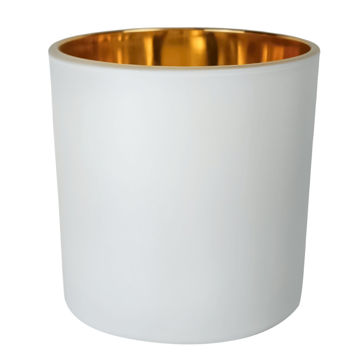 560ml - Mónaco Vaso de vidrio para velas - Blanco Mate / Dorado Metálico - Candle Craft