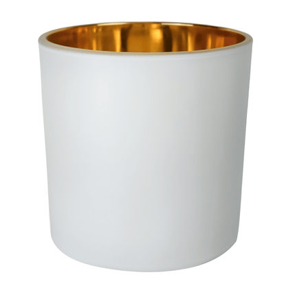 560ml - Mónaco Vaso de vidrio para velas - Blanco Mate / Dorado Metálico - Candle Craft