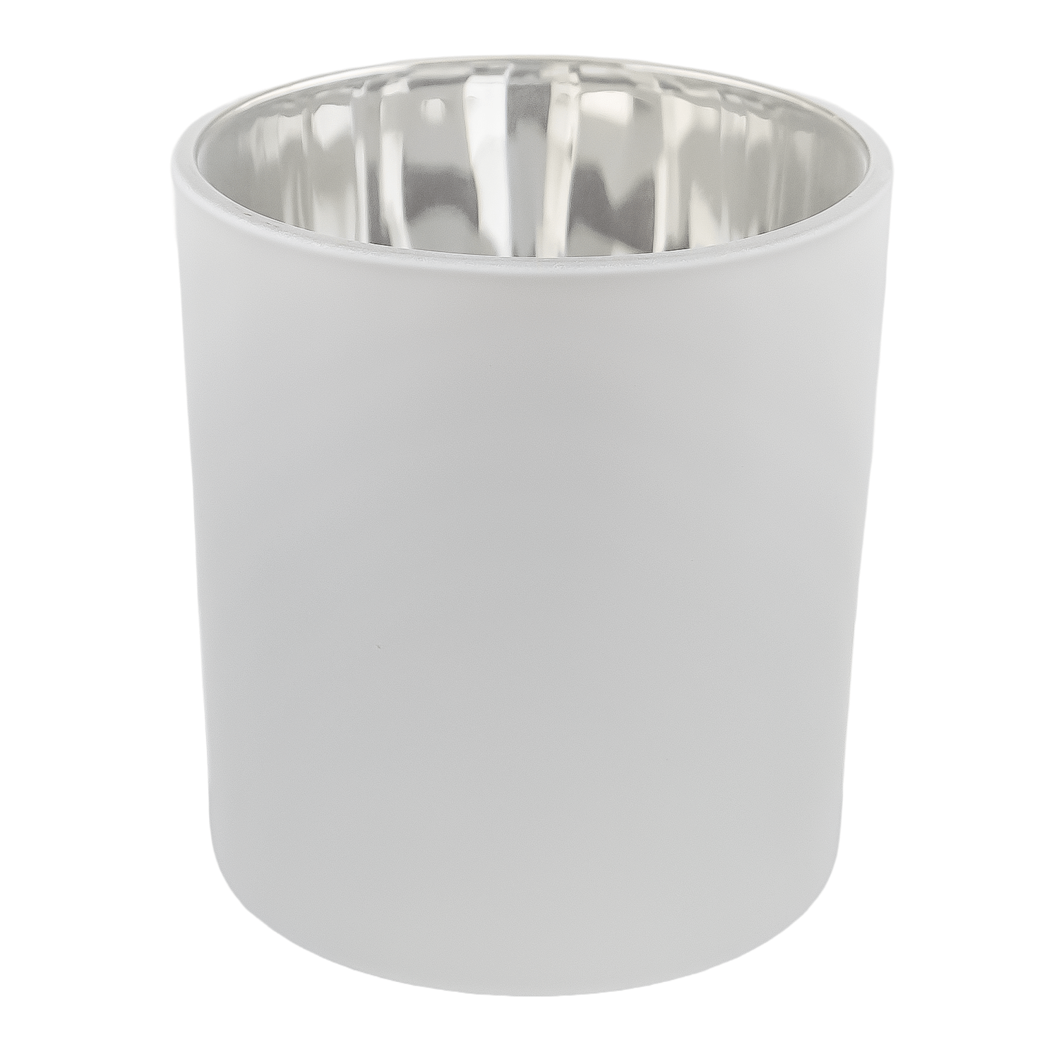 560ml - Mónaco Vaso de vidrio para velas - Blanco Mate / Plata Metálico - Candle Craft