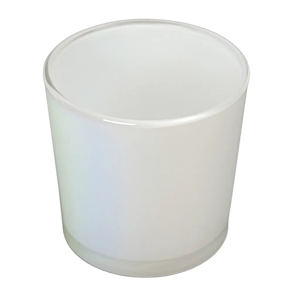 560ml - Mónaco Vaso de Vidrio para Velas - Blanco Tornasol Arcoíris Brillante - Candle Craft