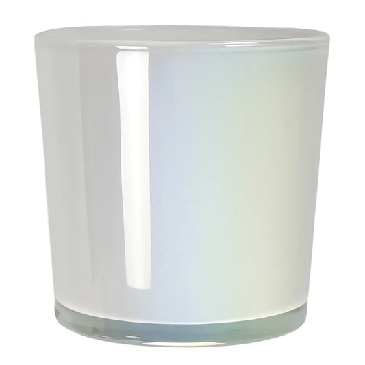 560ml - Mónaco Vaso de Vidrio para Velas - Blanco Tornasol Arcoíris Brillante - Candle Craft