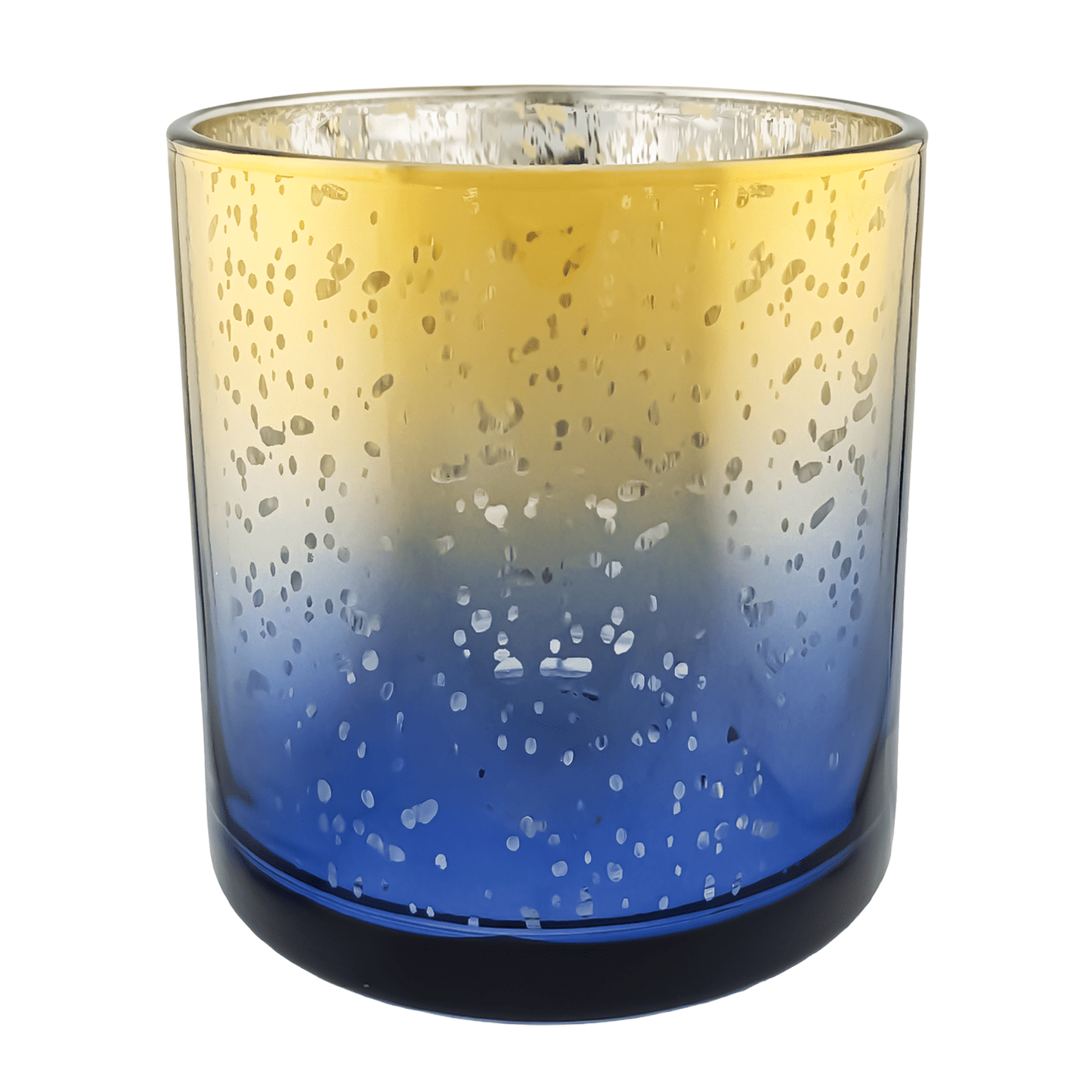560ml - Mónaco Vaso de vidrio para velas - Dorado y Azul con Salpicaduras Metálico - Candle Craft