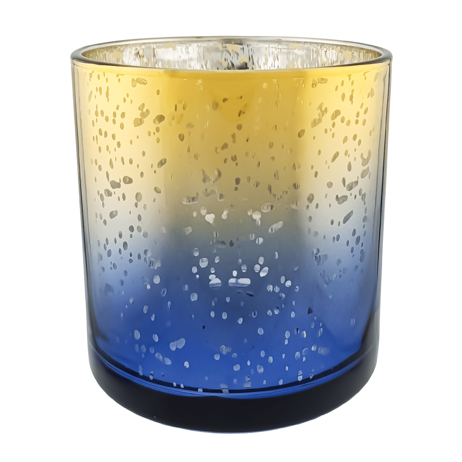 560ml - Mónaco Vaso de vidrio para velas - Dorado y Azul con Salpicaduras Metálico - Candle Craft