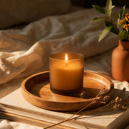 560ml - Mónaco Vaso de vidrio para velas - Frasco Ámbar Café - Satinado - Candle Craft