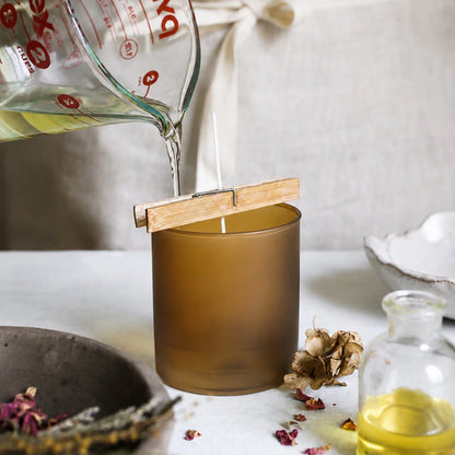 560ml - Mónaco Vaso de vidrio para velas - Frasco Ámbar Café - Satinado - Candle Craft