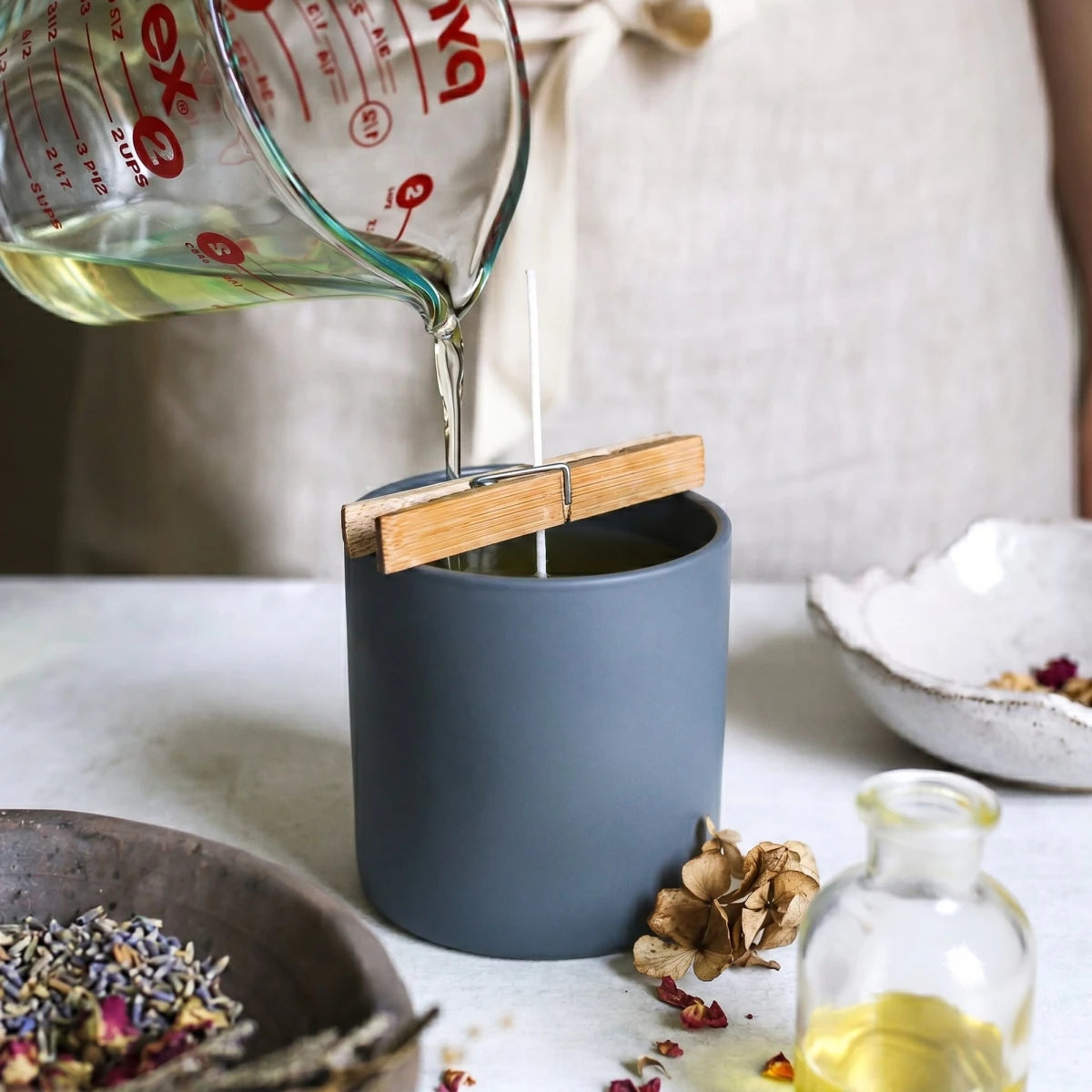560ml - Mónaco Vaso de vidrio para velas - Frasco Gris Carbón Mate - Candle Craft