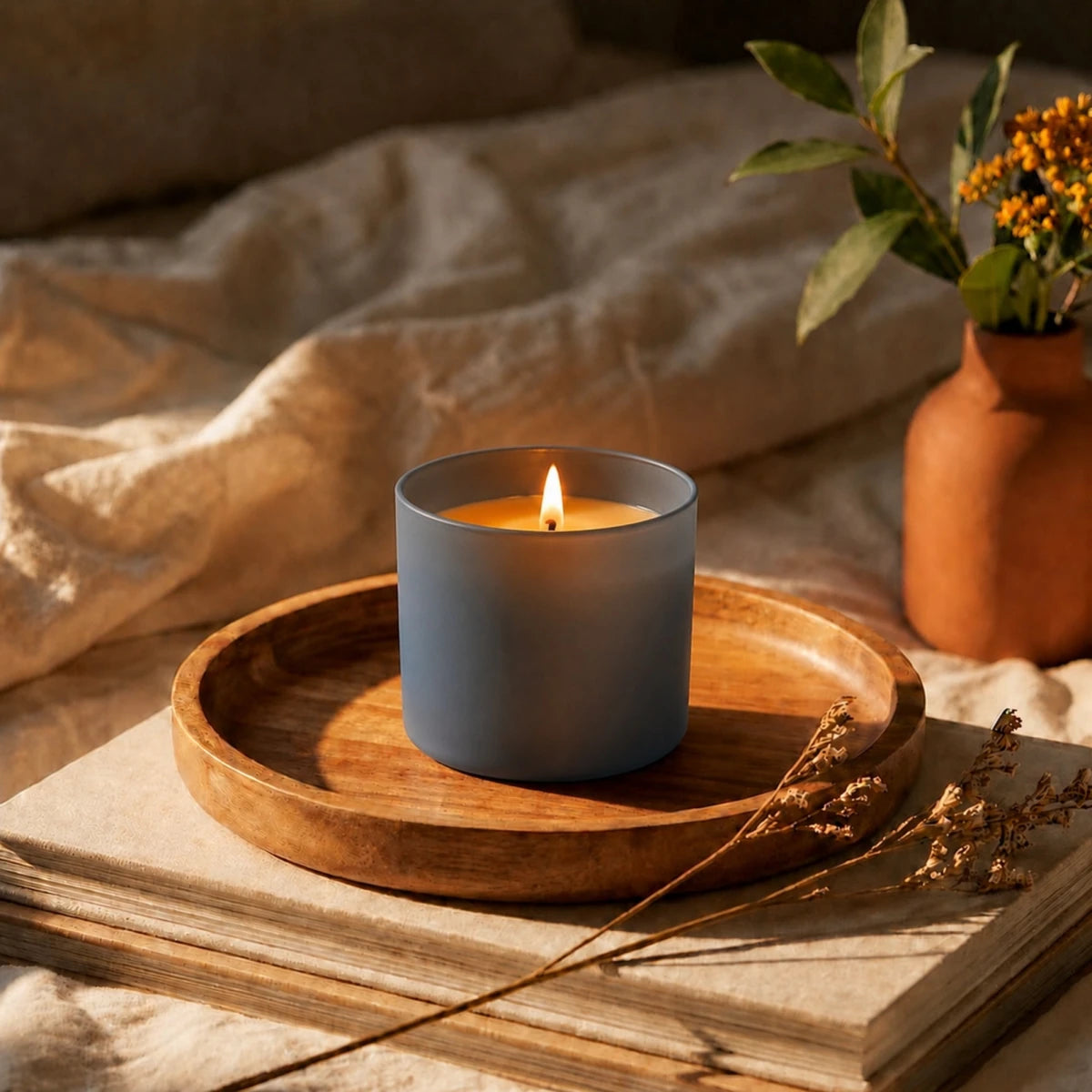 560ml - Mónaco Vaso de vidrio para velas - Frasco Gris Carbón Mate - Candle Craft