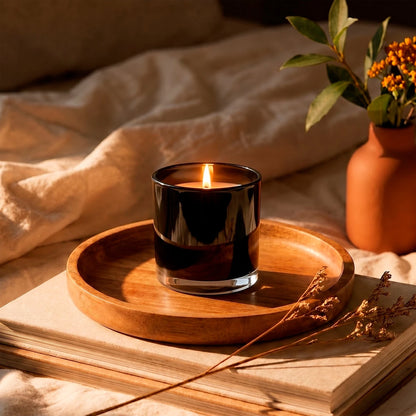 560ml - Mónaco Vaso de vidrio para velas - Frasco Negro Brillante - Candle Craft