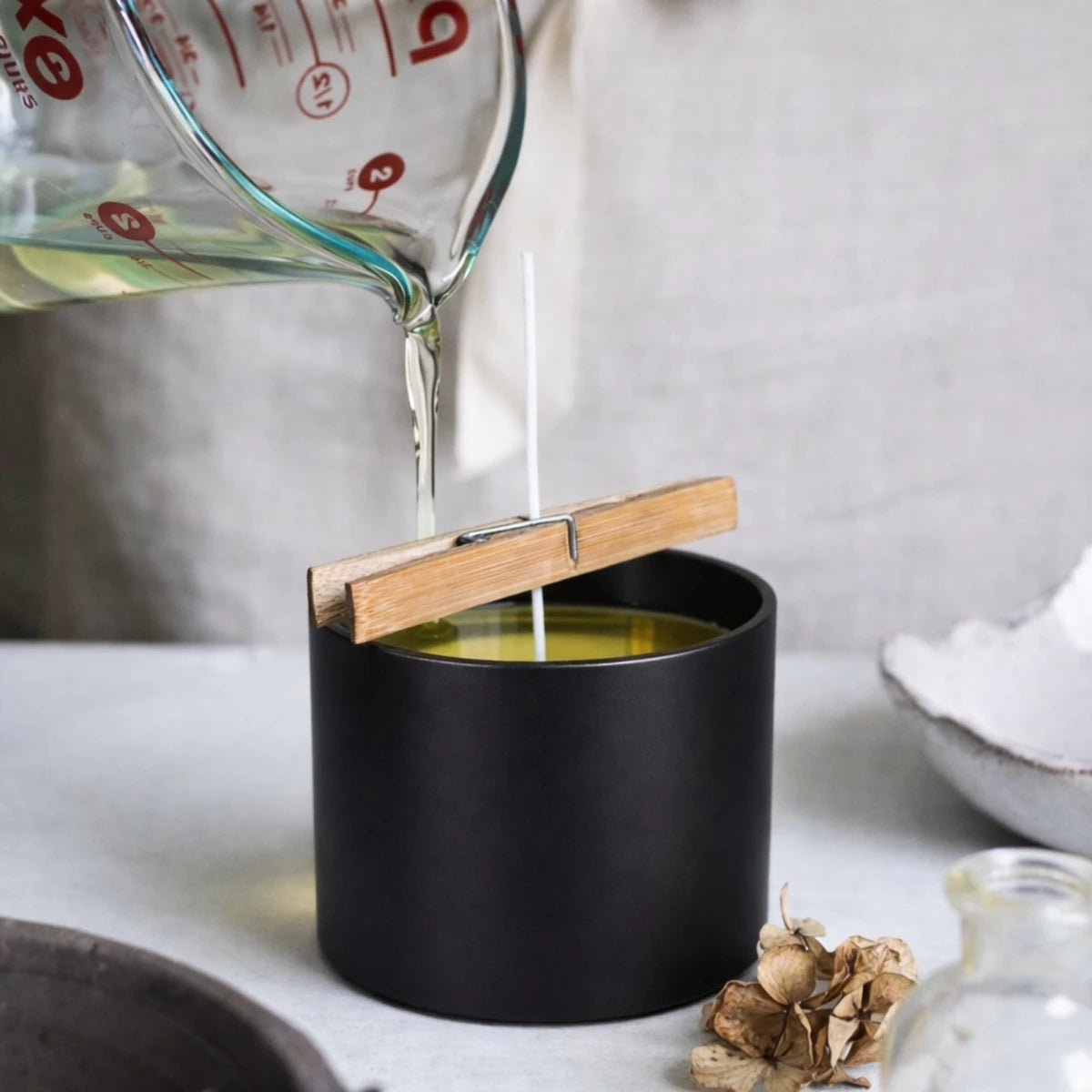 560ml - Mónaco Vaso de vidrio para velas - Frasco Negro Mate - Candle Craft