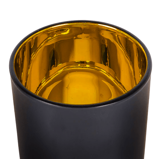 560ml - Mónaco Vaso de vidrio para velas - Negro Mate / Dorado Metalico - Candle Craft