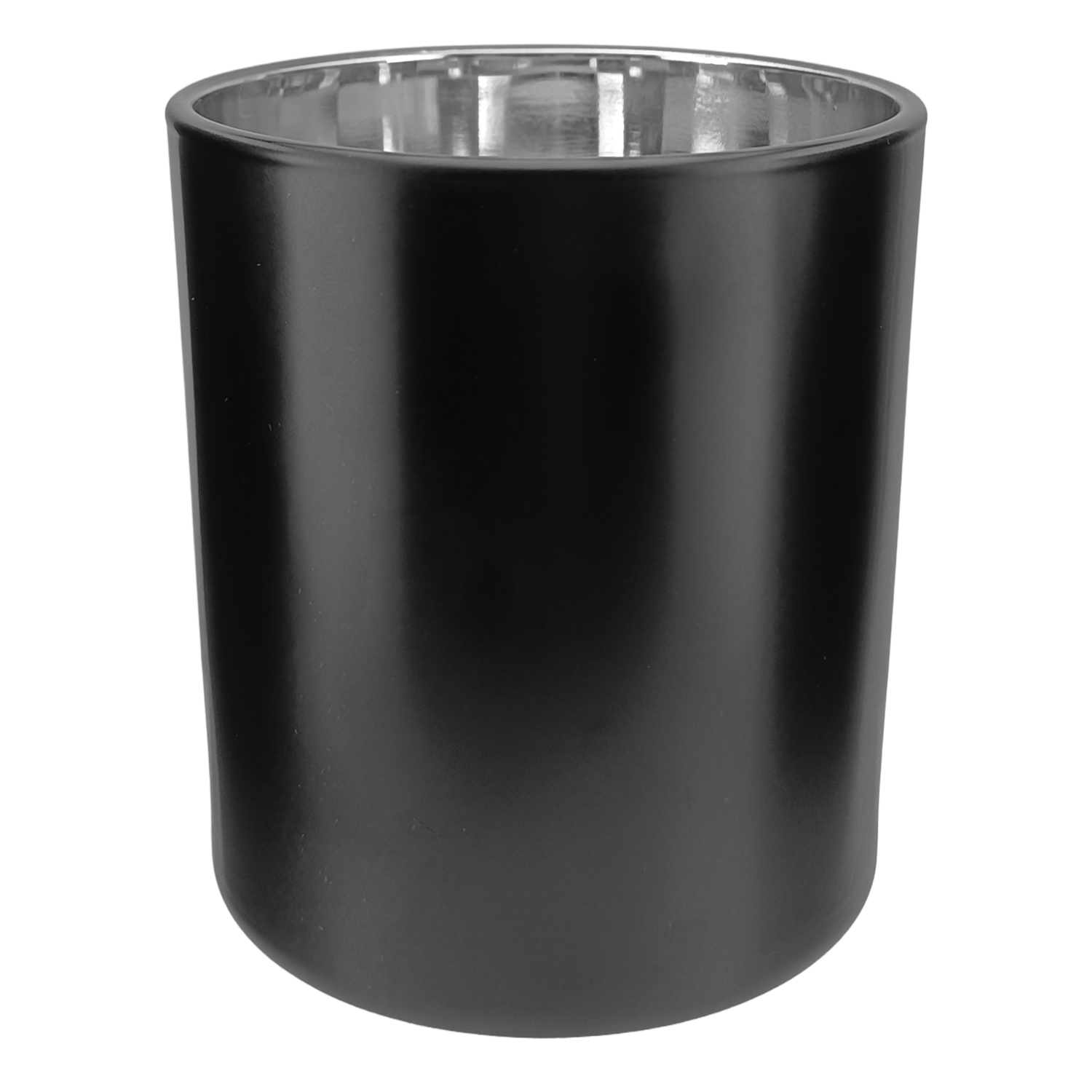 560ml - Mónaco Vaso de vidrio para velas - Negro Mate / Plata Metálico - Candle Craft