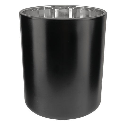 560ml - Mónaco Vaso de vidrio para velas - Negro Mate / Plata Metálico - Candle Craft