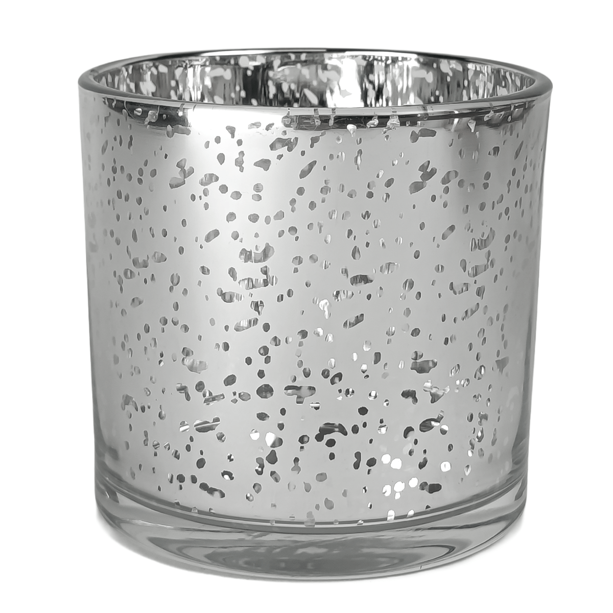 560ml - Mónaco Vaso de vidrio para velas - Plata Metálico con Salpicaduras - Candle Craft