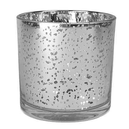 560ml - Mónaco Vaso de vidrio para velas - Plata Metálico con Salpicaduras - Candle Craft