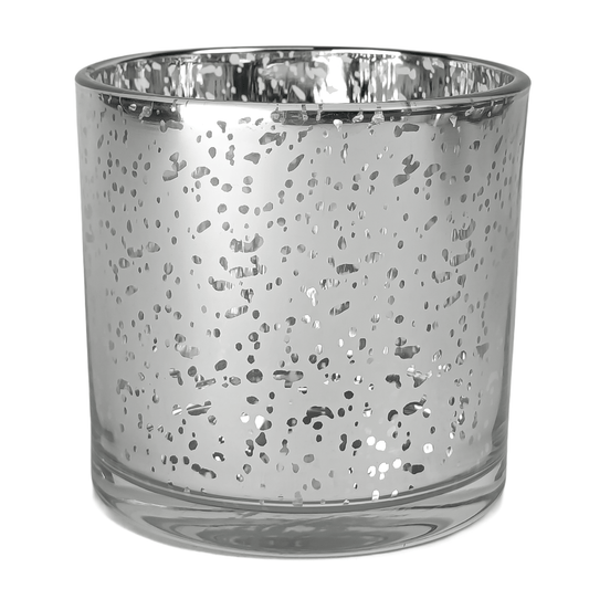 560ml - Mónaco Vaso de vidrio para velas - Plata Metálico con Salpicaduras - Candle Craft