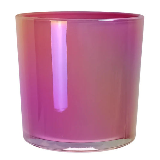560ml - Mónaco Vaso de Vidrio para Velas - Rosa Flamingo Tornasol Pink Arcoíris Brillante - Candle Craft