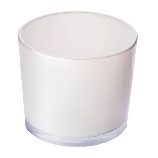 560ml - Mónaco Vaso de vidrio para velas - Blanco Brillante