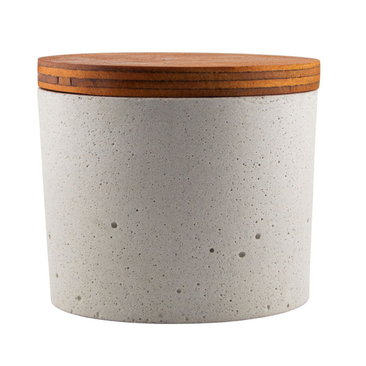 590ml - Carrara Vaso de Concreto para velas con Tapa de Madera - Blanco - Candle Craft