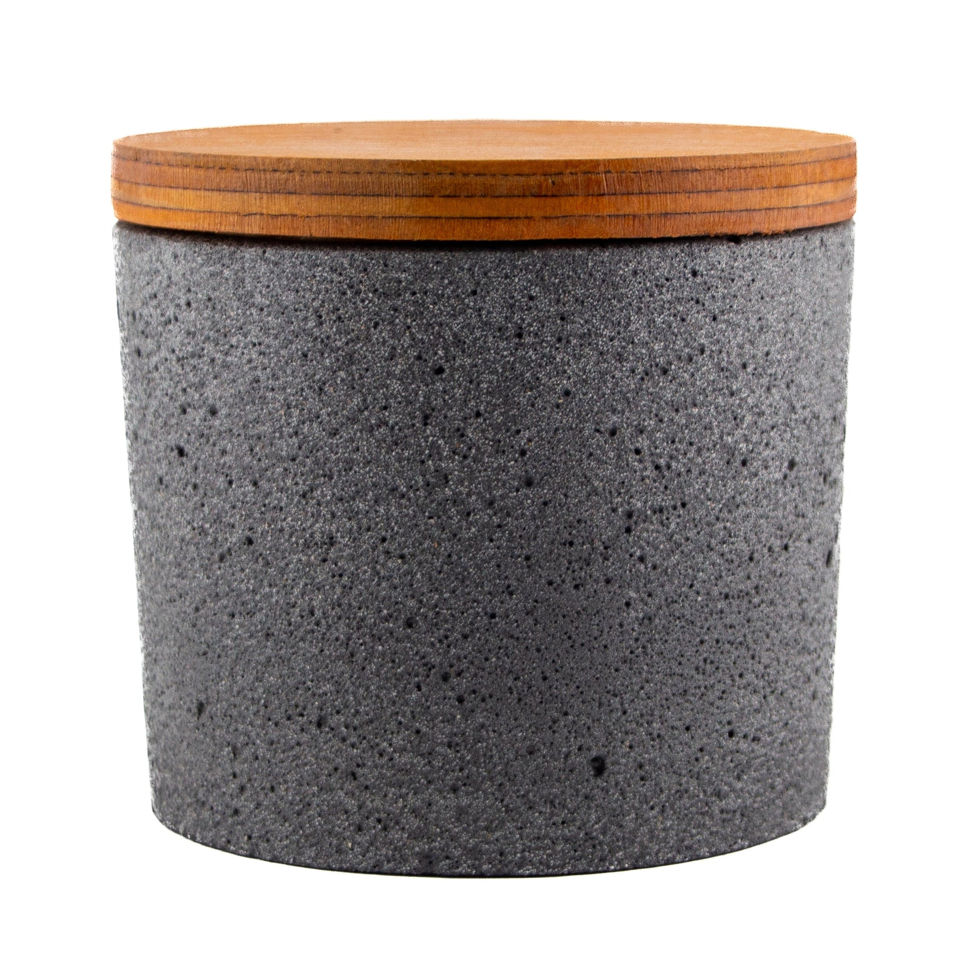 590ml - Carrara Vaso de Concreto para velas con Tapa de Madera - Gris - Candle Craft