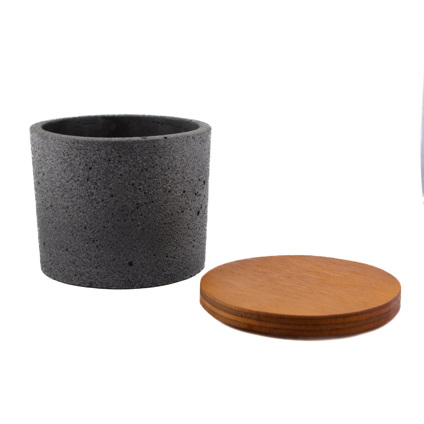 590ml - Carrara Vaso de Concreto para velas con Tapa de Madera - Gris - Candle Craft