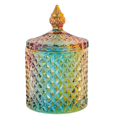 600ml - París Vaso de lujo de vidrio para velas - Arcoíris con Oro - Candle Craft