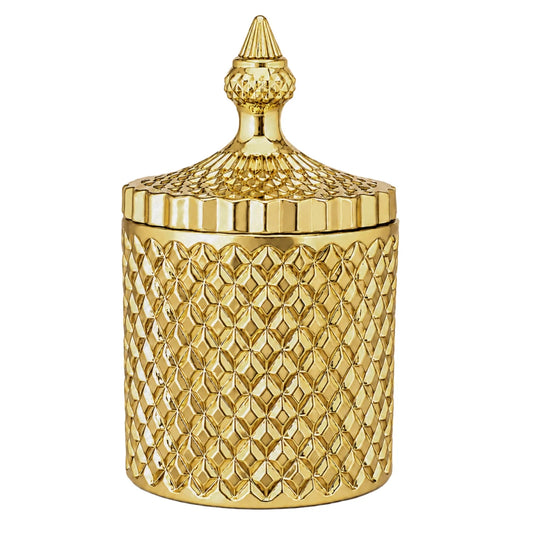 600ml - París Vaso de lujo de vidrio para velas - Frasco Dorado Metálico - Candle Craft