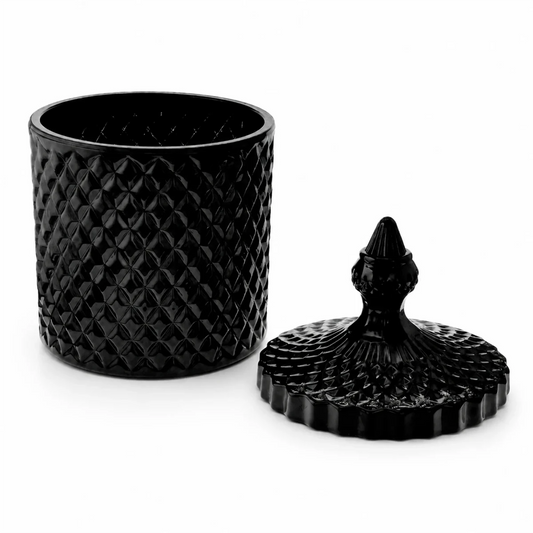 600ml - París Vaso de lujo de vidrio para velas - Frasco Negro Brillante - Candle Craft