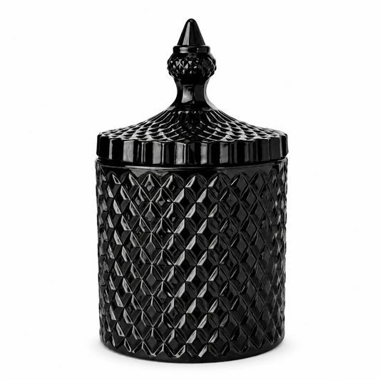 600ml - París Vaso de lujo de vidrio para velas - Frasco Negro Brillante - Candle Craft